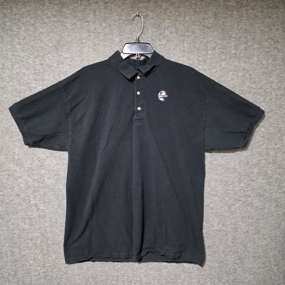 Star Wars Death Star Embroidered Black Polo Shirt WeLoveFine Men's XL